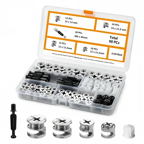 GUTEBANG 90Pcs 캠 잠금 피팅 캠 너트 가구 편심 휠 너트 세트 3-in-1 연결, 90개