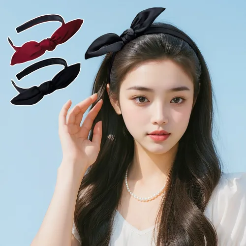 코욜하우키 새틴 리본 헤어밴드 머리띠 2개세트