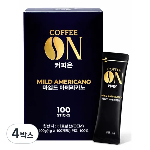 CoffeeOn 커피온 마일드 아메리카노 원두커피믹스, 4개, 100개입, 1g