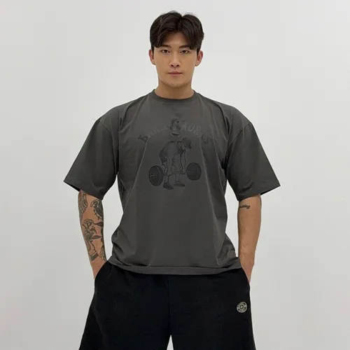 바벨웍스 데드리프트 짐웨어 오버핏 남성 헬스 운동 피트니스 복 티셔츠