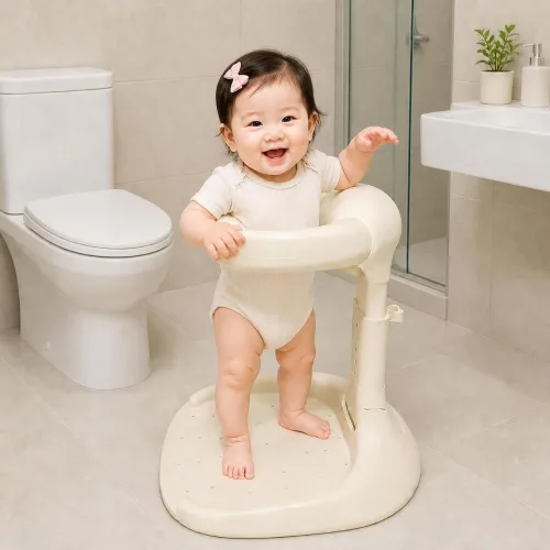 토몽 폴딩 아기 샤워 목욕 핸들 + 샴푸캡 의자 유아, 아이보리