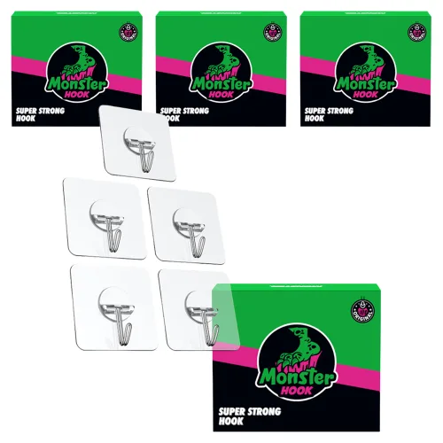 몬스터겔 무타공 부착식 후크 5p, 단일 색상, 4세트
