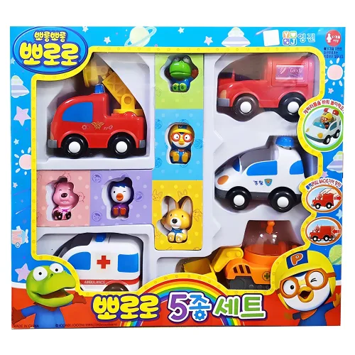 영진 뽀로로 5종세트 자동차 작동완구, 혼합색상, 1개
