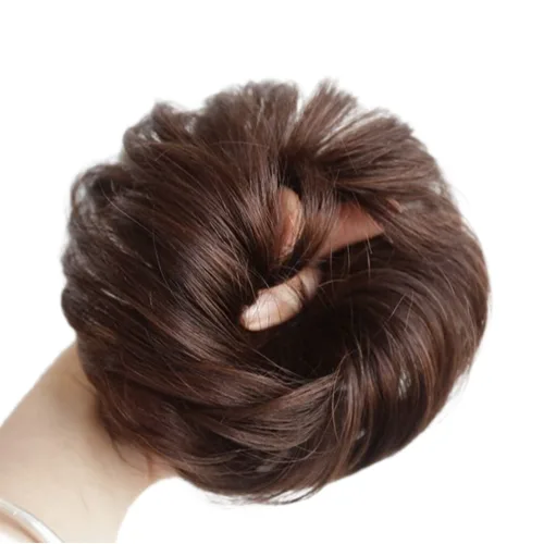홈지 올림머리 볼륨 부분가발 머리고무줄 머리끈, 브라운, 1개