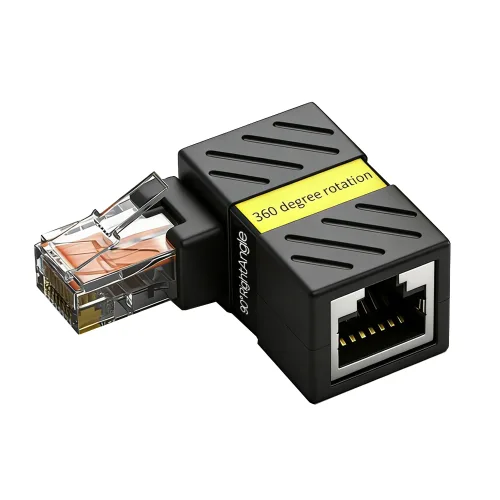 CAT5 / CAT6 L형 RJ45 커플러 Male to Female 90도 어댑터 360도 회전 랜연장, 1개, RJ45/8P8C