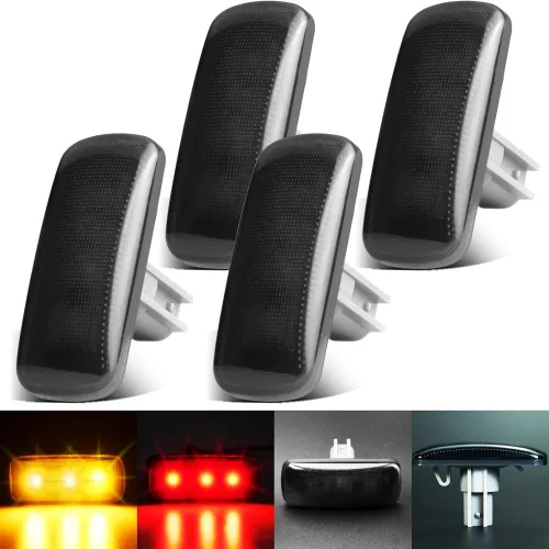WahMOTOTin 듀얼 베드 펜더 LED 사이드 마커 라이트 스모크 렌즈 호환 2010-2018 DODGE RAM 2500 3500 픽 트럭용 플러그 앤 플레이 IP67 방수앰버
