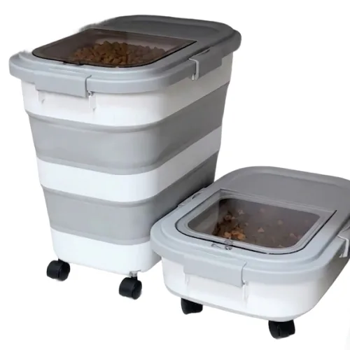 포클릿 바퀴달린 접이식 진공 사료보관통, 1개, 45L, 그레이