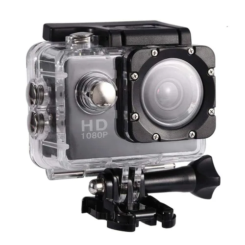 액션 카메라 키트 1080P 12MP 30m 야외 스포츠 비디오 USB 2.0 수중 캠 풀 LCD 미니 캠코더, 900mAh 충전식 배터리 및 장착 액세서리 키트(블랙)