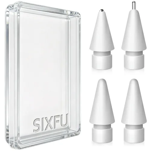 SIXFU 애플펜슬펜촉 아이패드펜슬촉 맞춤형 은 정품 애플펜슬 프로/USB-C/2세대/1세/아이펜슬 대와 호환, 2 펜촉, 볼펜촉, 롱펜촉, 4개