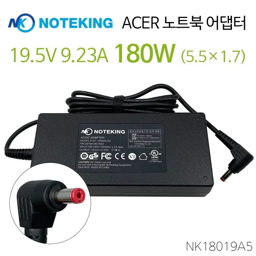 에이서 Acer Nitro 5 AN515-54-715T 772G 노트북 어댑터 전원 충전기 19.5V 9.23A 180W, AD-NK18019A5 + 3구 전원케이블, 1개