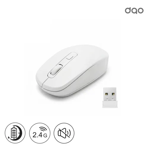 다오 무소음 무선마우스 미니 사무용 2.4G 10M 1600dpi, 화이트, wm26