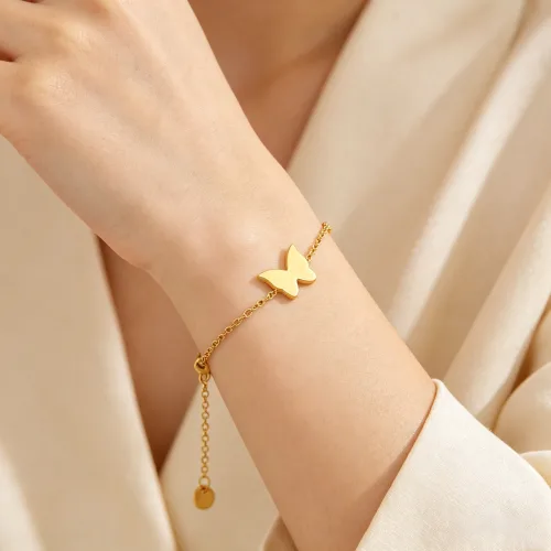 NXNA 14K 골드 작은 나비 팔찌 심플하고 미니멀하면서 고급스러운 도금 팔찌 LT-SL047