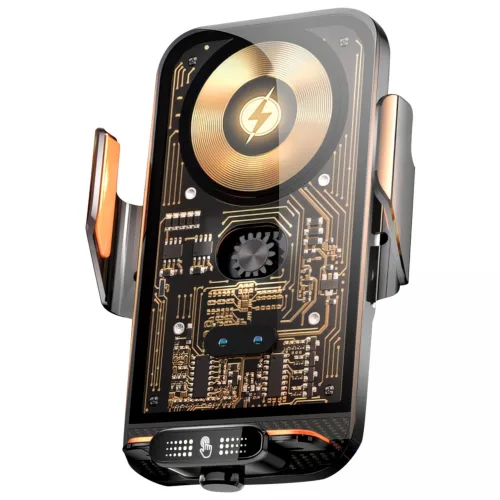 RUNDX 차량무선충전기 66W 초고속+15W 송풍구거치대, 블랙, C28F