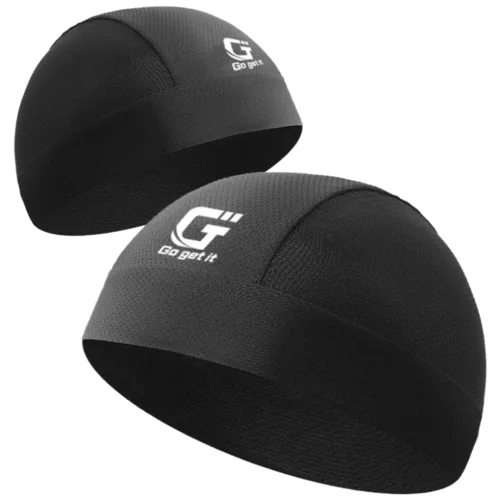 [Go Get It] 한국인 두상에 맞는 이너캡 / 자전거 오토바이 헬멧 쪽모자 / 땀 흡수 모자 / 러너스 비니 / 달리기 땀모자 1+1, 블랙(black) 2개
