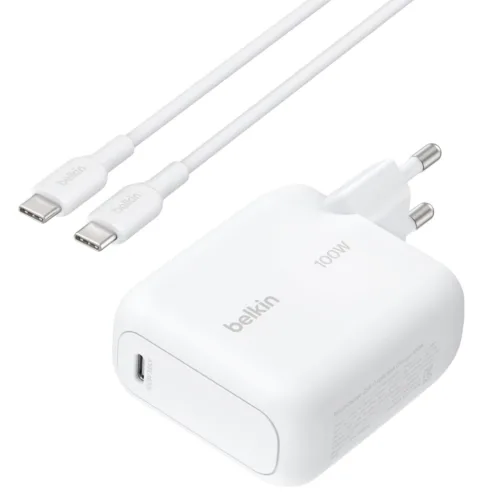 벨킨 부스트차지 100W USB-C PD3.2 AVS GaN PPS UFCS 초고속 충전기 WCH025kr1.5WHB6, 화이트, 1개