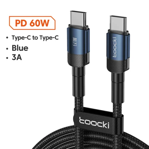 Toocki 100W/60W USB 유형 C-유형 C 케이블 Xiaomi Huawei Macbook 스위치 USB C-C 케이블 데이터 와이어 용 고속 충전