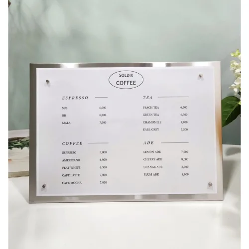 A4 스텐 메뉴판 가로 가격표 3color, 1개, 헤어라인 실버