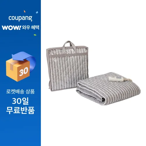 한일의료기 슬리브 이중열선 탄소 전기요 HL-S210, 그레이&스트라이프, 대(135 x 180 cm)