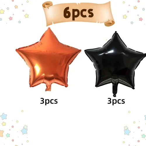 검정색과 주황색 별 모양 포일 풍선 마일라 생일 결혼식 할로윈 졸업 장식용