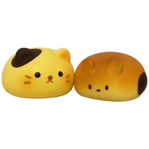 라앤모 말랑빵냥 고양이 스퀴시 1+1 세트 커스터드냥+모카번냥 캐릭터 말랑이 스트레스볼 2개입, 1세트, 커스터드냥+모카번냥