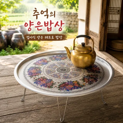옛날 양은 시골밥상 레트로 접이식