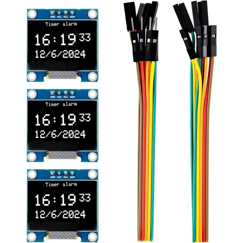 3개 0.96인치 SSD1306 흰색 OLED 모듈 I2C 자발광 아두이노용 디스플레이, 1세트
