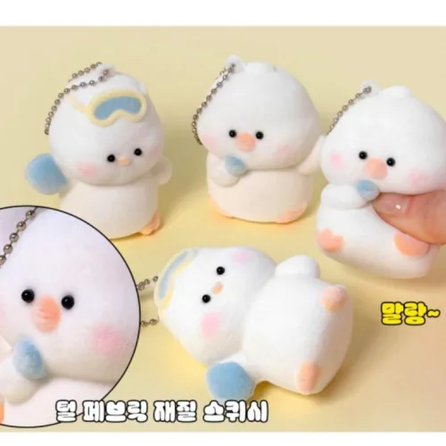 말랑 뽀송 스퀴시 말랑이 오리 키링 랜덤 스트레스볼 주물럭 촉감놀이 모찌 장난감 선물