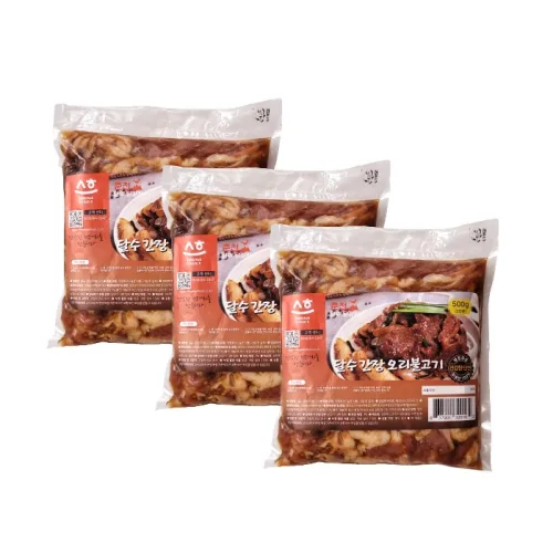 달수 간장 오리불고기 500gx3팩 냉장 국내산오리 배생강청 수제양념, 500g, 3개