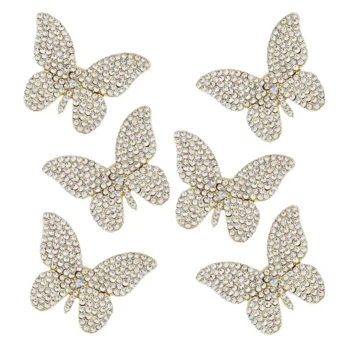 6개 나비 합금 브로치 백팩 옷 가슴핀 아크릴 2.8x3.6cm 세트