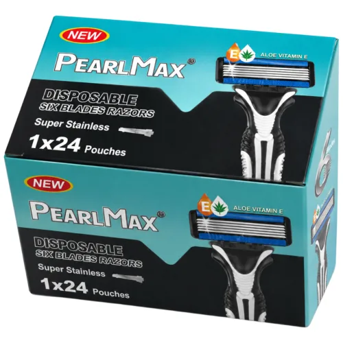 PureEdge 고급 6중날 일회용 개별포장 면도기 벌크 24개 쉐이빙폼3EA 포함, 1박스, 24매