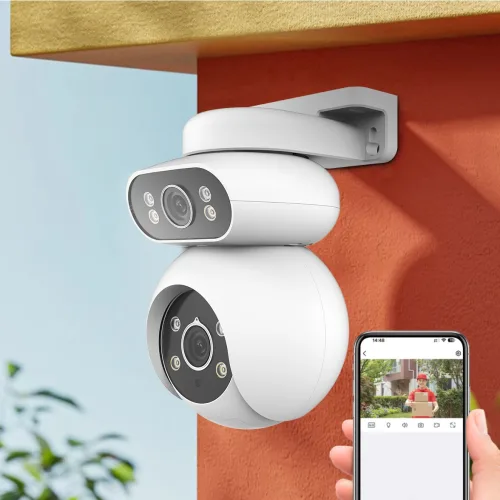 국내발송 AI 듀얼 카메라 1000w 고화소 CCTV 풀컬러 나이트 비전 360도 회전형 움직임 추적 스마트 WiFi 홈 카메라 실외용, CS201-AE, 1개