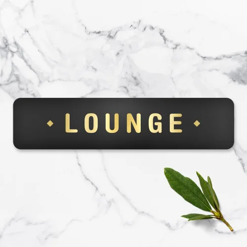 루리앤메리 호텔을 위한 골드샤인 안내판 팻말 주문제작형 부서명패 283 x 66, 86 LOUNGE