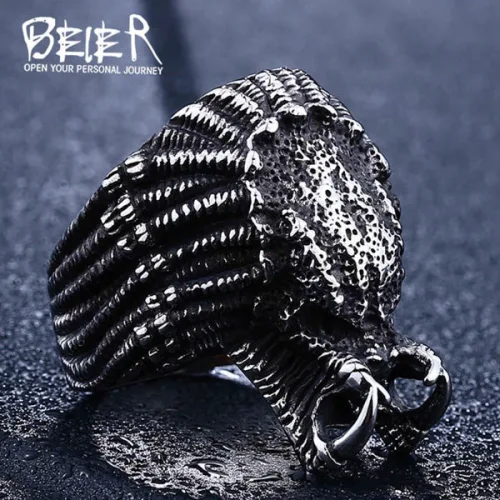 Beier 316l 스테인레스 스틸 영화 외계인 프레데터 링 남자 펑크 반지 디자인 멋진 보석 LLBR8-451R