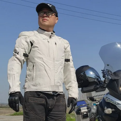 NJBmoto 3계절용 매쉬자켓 오토바이 스쿠터 바이크 잠바 라이딩 점퍼, 크림