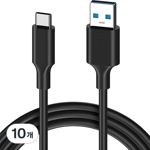 808 USB 3.2-C타입 고속충전 케이블 60W 10Gbps, 100cm, 블랙, 10개