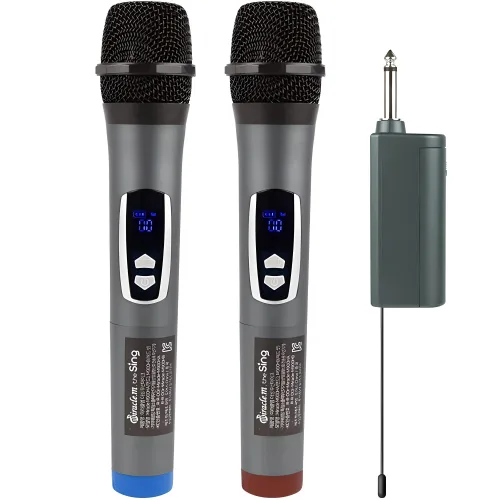더씽 무선 마이크 2p + 수신기 세트, M900HA, 적색 + 청색