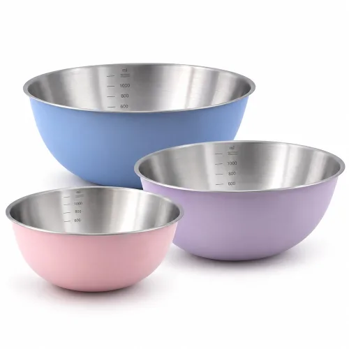 스텐 컬러 믹싱볼 3종세트 스테인리스 계량볼 양푼 반죽볼 20 24 26cm, 1개, one size
