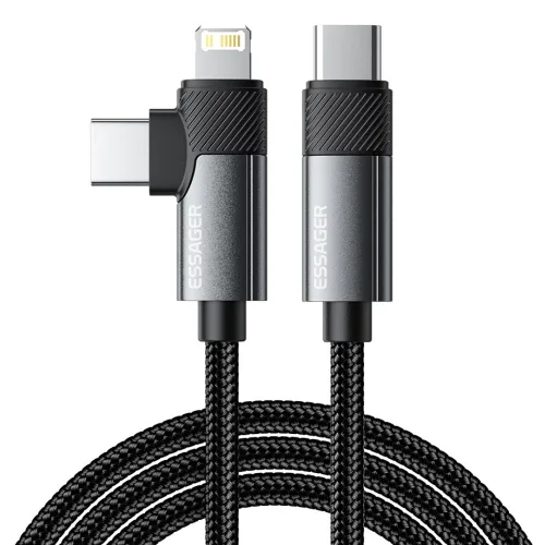 Essager PD 65W 3A C to C타입+아이폰8핀 고속충전 케이블 2개입, 회색, 2개, 1m