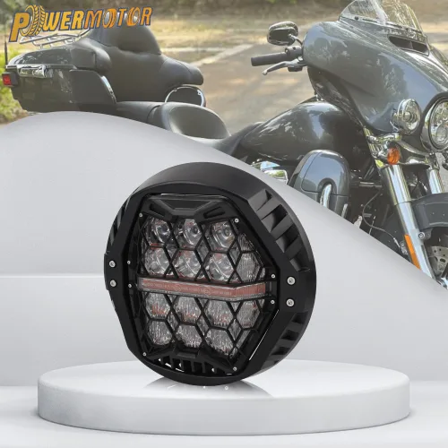 오토바이 헤드라이트 할리 데이비슨 다이나 2014-2023 DRL E24 스위치 백 오토바이 7 인치 Led 로드 글라이드헤드 라이트 하이/로우 빔 헤드 램프 주간 주행 등 교체, 1개