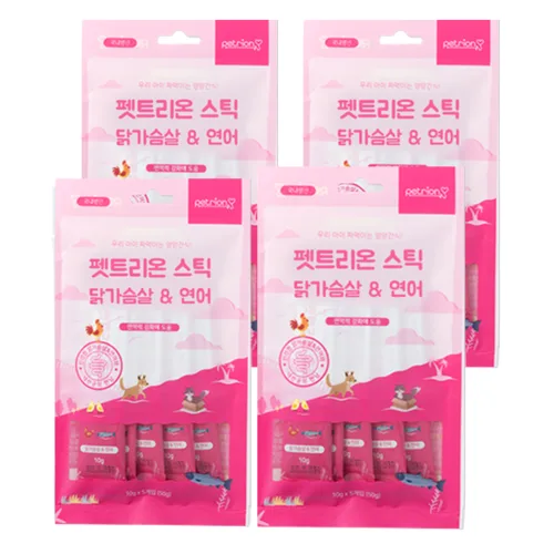 펫트리온 스틱 강아지 고양이 간식 5p, 닭+연어, 50g, 4개