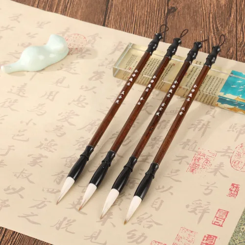 문항명필 서예 캘리그라피 민화 수묵화 입문용 초보자 겸호필 전통 붓 4종 세트, 4개, 10호(직경10mm)