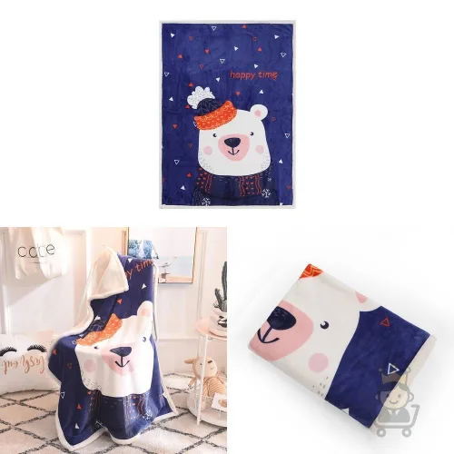 마켓보스 북극곰 양털패턴 극세사 담요 100x140cm 휴대용담요