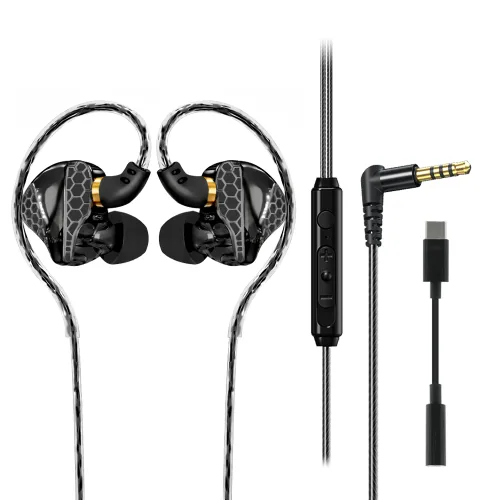 디보이스 HE-M70 고음질 3.5mm 4극 이어훅 인이어 이어폰 스마트폰 PC, 블랙, HE-M70
