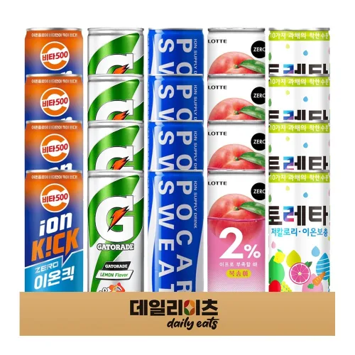 [데일리이츠] 스포츠 이온음료 소캔 5종류 4캔씩 20캔 (이프로제로 포카레스웨트 게토레이레몬 토레타 비타500제로이온킥), 1박스, 240ml