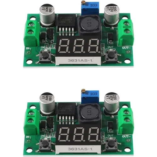 Dorhea 2개입 LM2596 가변 DC-DC 강압 모듈 전압계 LED 디스플레이 4.0-40V to 1.5-35V 벅 컨버터, 2개