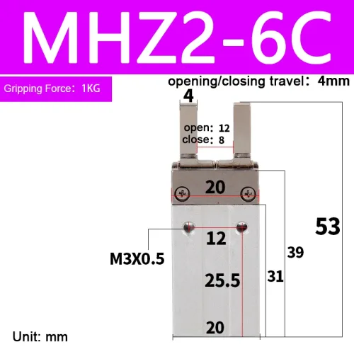더블 액팅 공압식 병렬 그리퍼 MHZ2-10D 6D S C 알루미늄 클램프 핑거 실린더
