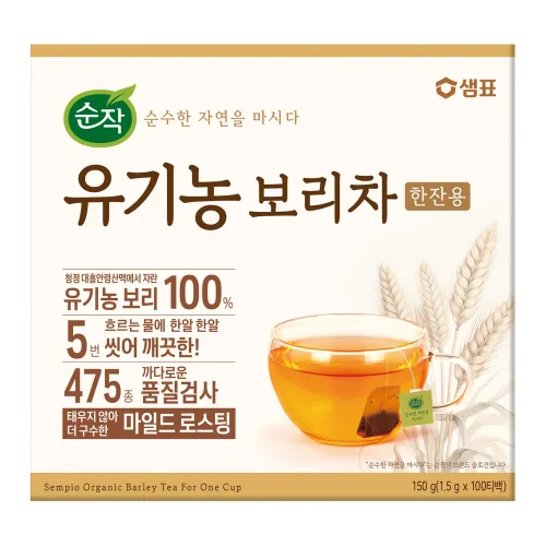 순작 유기농 한 잔 보리차 티백