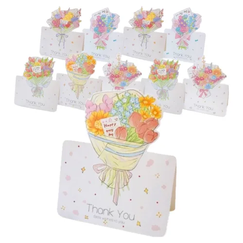 하이원픽 꽃다발 생일축하 감사 카드 5종 x 2p 세트 9.8 x 13.6 cm, 화이트, 1세트