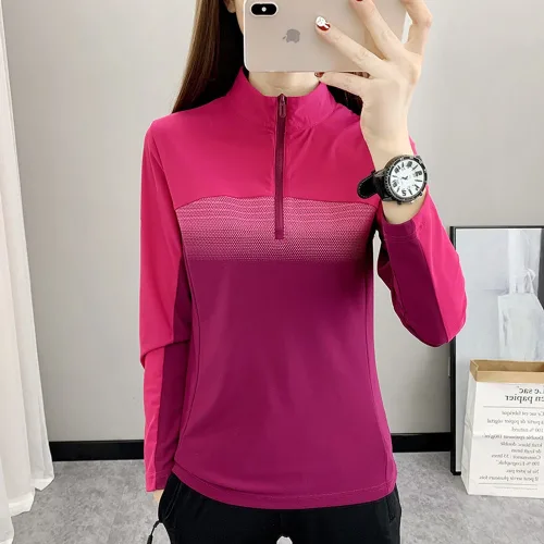 자칠 여성 고탄력 기능성 긴팔티 - 아웃도어 등산용 속건 집업 티셔츠 빅사이즈