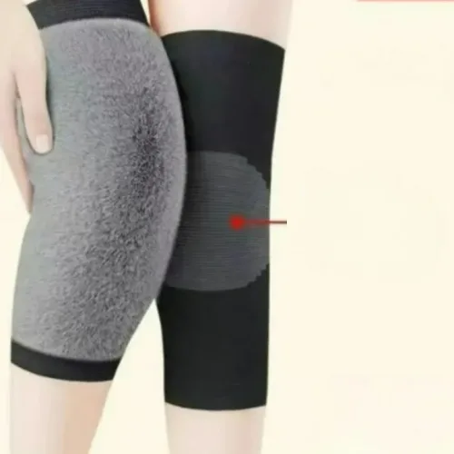 디한스 안감 토끼털 방한 겨울용 무릎보호대 2개, 블랙, 1세트
